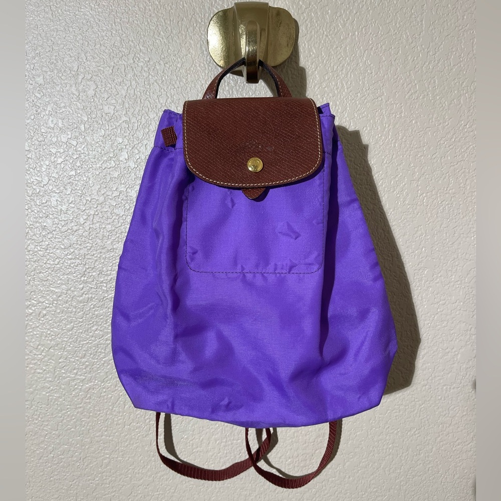 Longchamp Purple and Brown Backpack